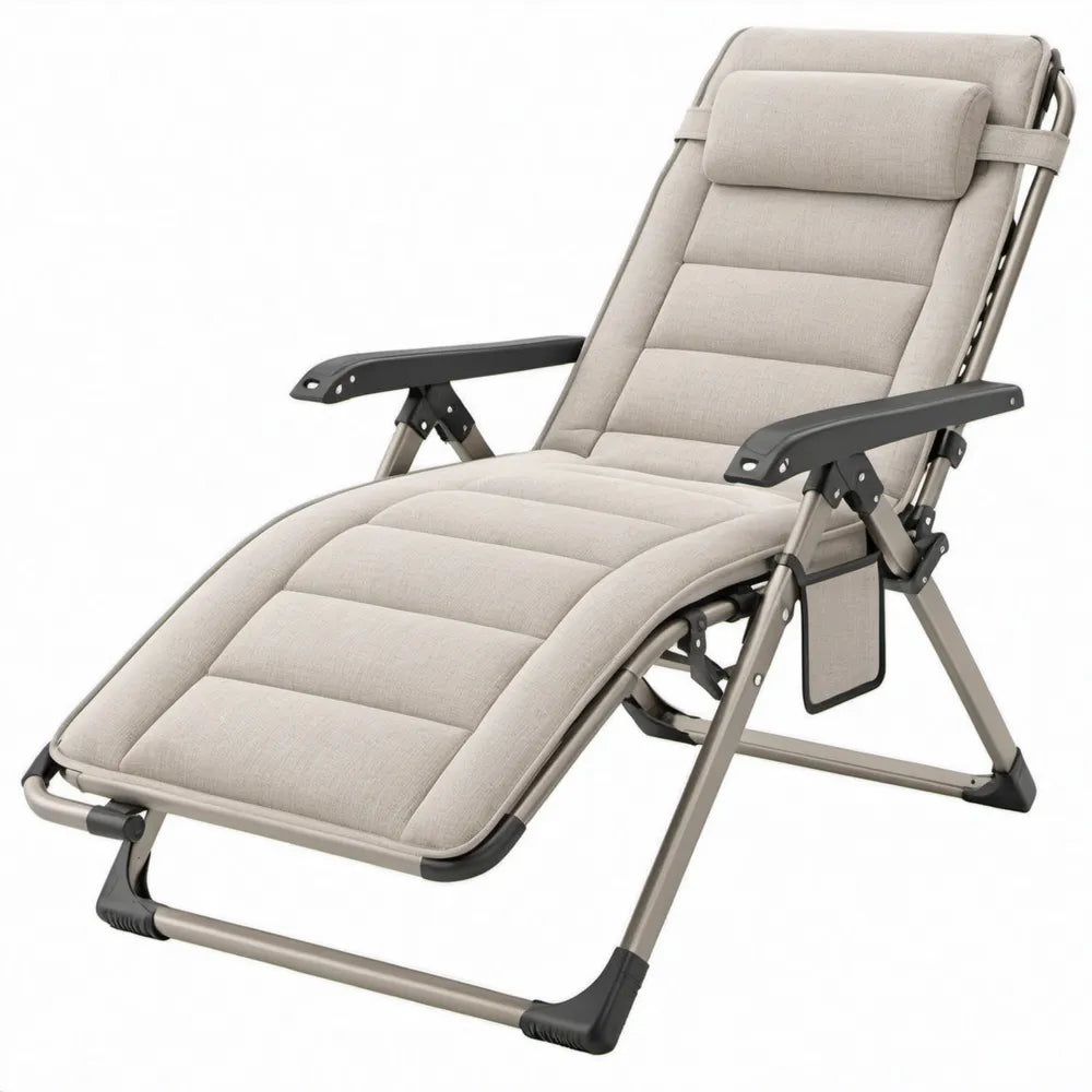 Verstelbare opvouwbare relaxstoel 178 x 65 x 110 cm beige aluminium en polyester