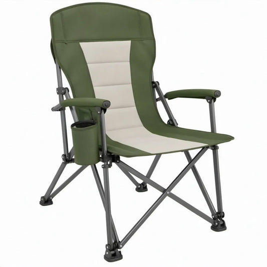 Inklapbare campingstoel met verstelbare rugleuning, groen/crème/grijs, 60 x 80 x 108 cm