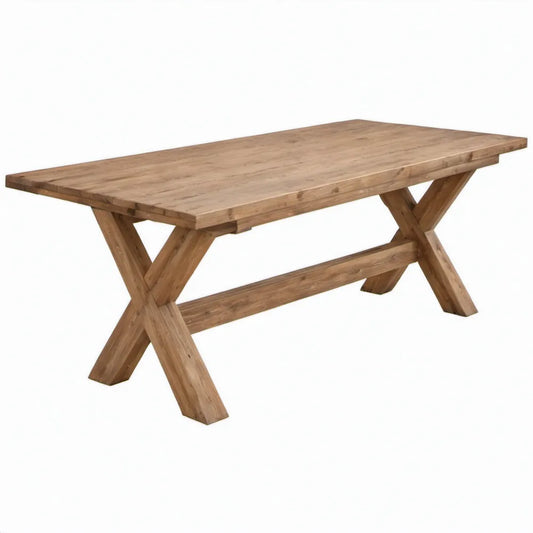 Rechthoekige tuintafel van massief teakhout 220 x 100 x 75 cm naturelbruin