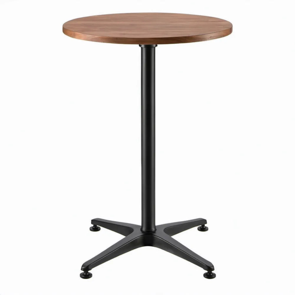 Ronde tafel Ø70 x 75 cm van bruin acaciahout met zwart stalen kruispoot