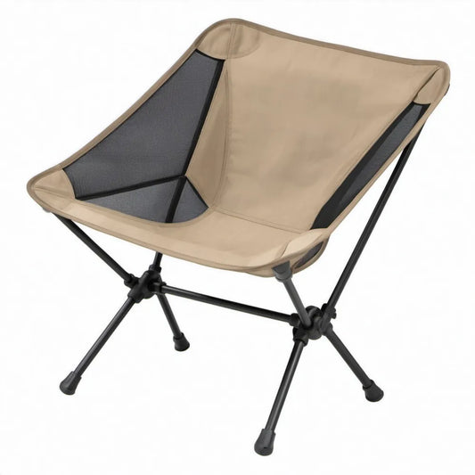 Opvouwbare campingstoel 58 x 60 x 80 cm Beige/Zwart met stalen frame en polyester zitting