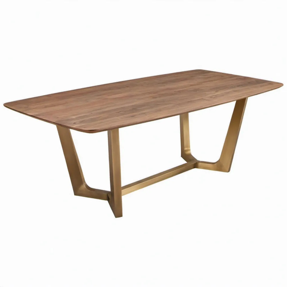 Rechthoekige tuintafel 180 x 90 x 75 cm van acaciahout en staal - Bruin/Goudbruin