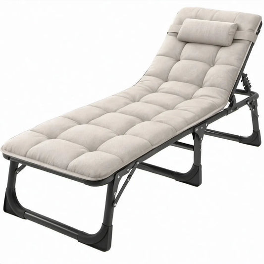 Verstelbaar inklapbaar ligbed 188 x 58 x 30 cm Beige/Zwart