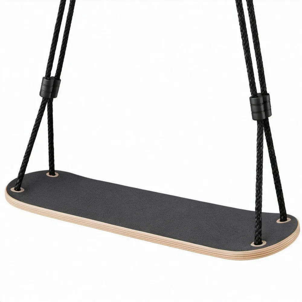Houten schommelplank 60 x 20 x 1,8 cm Zwart/Naturel met verstelbare PP-touwen