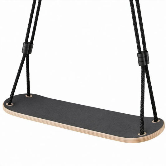 Houten schommelplank 60 x 20 x 1,8 cm Zwart/Naturel met verstelbare PP-touwen